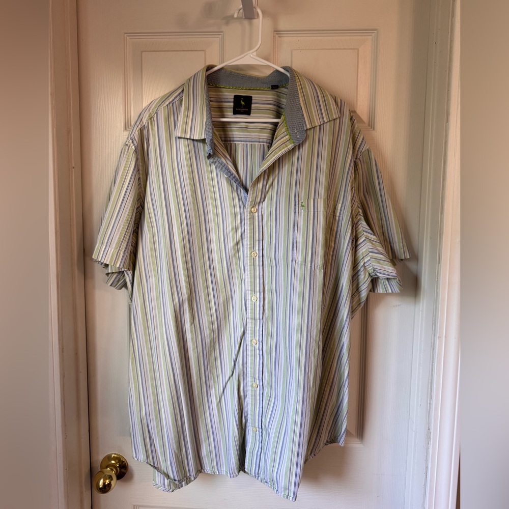 TailorByrd 3XL Button-Up Shirt – Thin Multicolor Stripes, Stylish & Lightweight